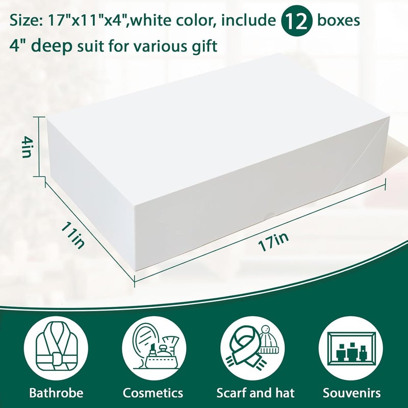 YANGTE 12 Premium Gift Boxes with Lids for Presents, Extra Large White Boxes for Wrapping Gifts, 4-inch Deep Clothing Gift Boxes for Robe, Sweater, Shirt and Christams Gift - Image 2